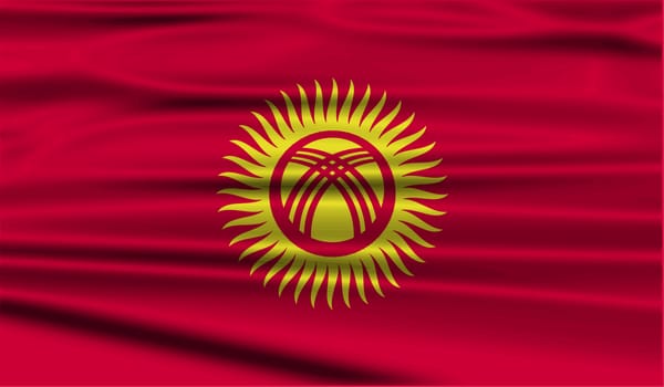 Flag of Kyrgyzstan with old texture.  illustration