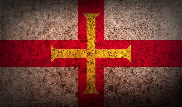 Flag of Guernsey with old texture.  illustration