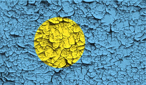 Flag of Palau with old texture.  illustration