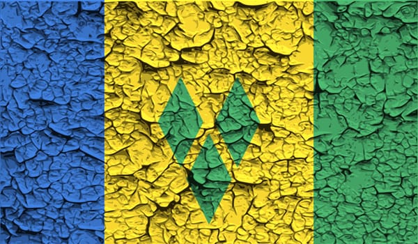 Flag of Saint Vincent and The Grenadines with old texture.  illustration