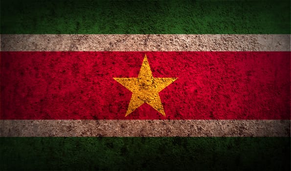 Flag of Suriname with old texture.  illustration