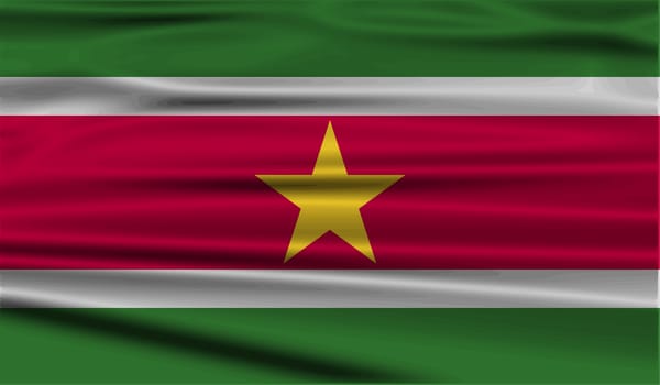 Flag of Suriname with old texture.  illustration