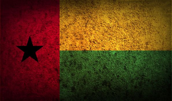 Flag of Guinea-Bissau with old texture.  illustration