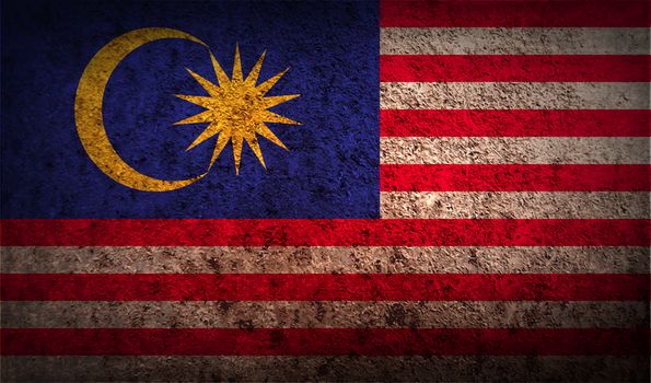 Flag of Malaysia with old texture.  illustration