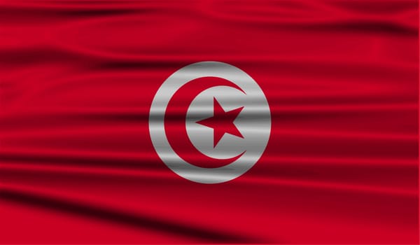 Flag of Tunisia with old texture.  illustration