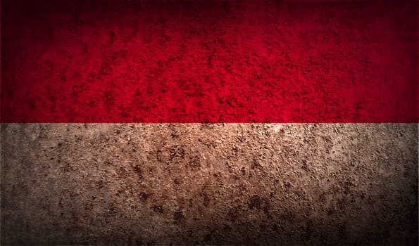 Flag of Indonesia with old texture.  illustration