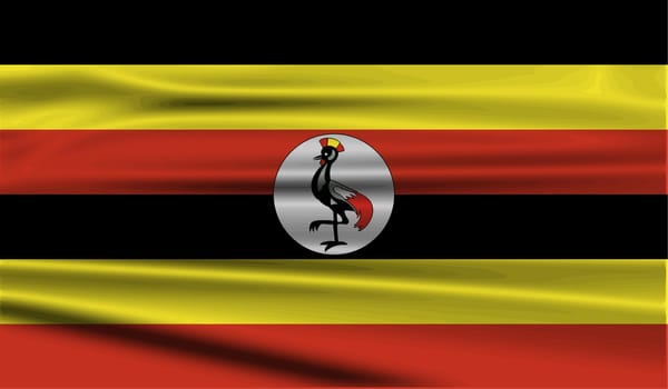 Flag of Uganda with old texture.  illustration