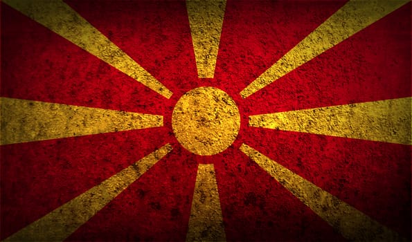 Flag of Macedonia with old texture.  illustration