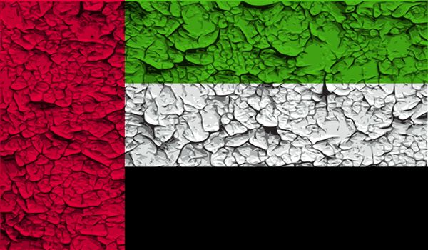 Flag of United Arab Emirates with old texture.  illustration