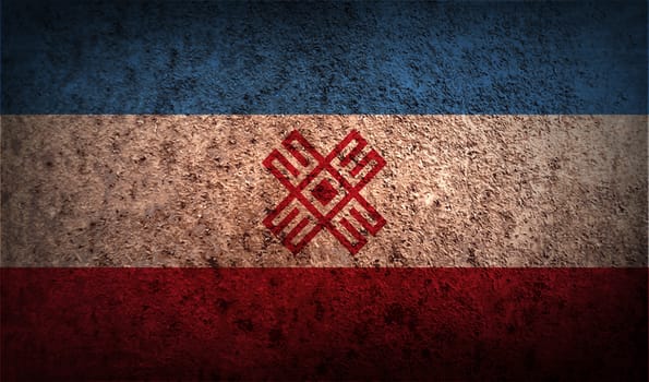 Flag of Mari El with old texture.  illustration