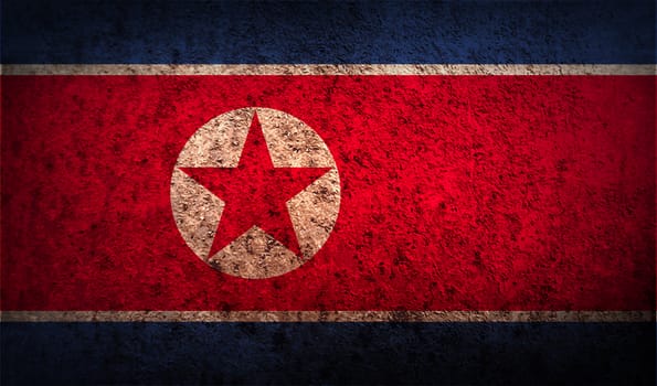 Flag of North Korea with old texture.  illustration