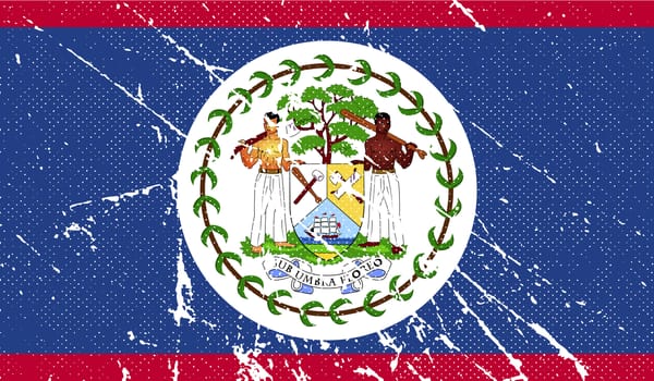 Flag of Belize with old texture.  illustration