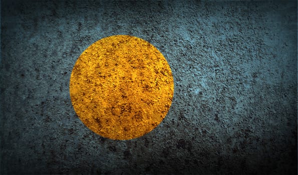 Flag of Palau with old texture.  illustration