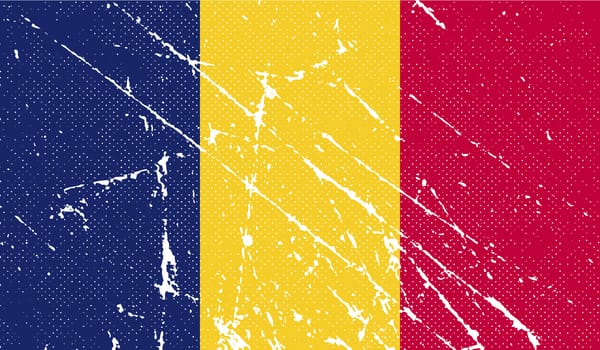 Flag of Chad with old texture.  illustration