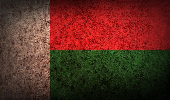 Flag of Madagascar with old texture.  illustration