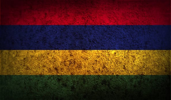 Flag of Mauritius with old texture. Vector illustration