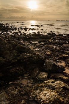 Rock and sea morning  light in Thailand