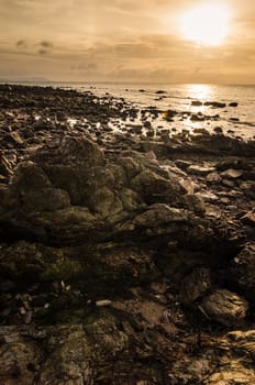 Rock and sea morning  light in Thailand