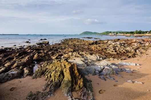 Rock and sea morning  light in Thailand