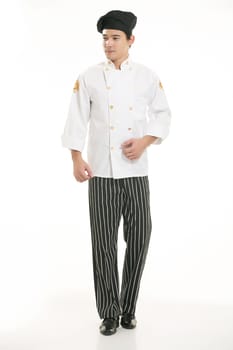 Wearing all kinds of clothing chef dietitian in front of white background