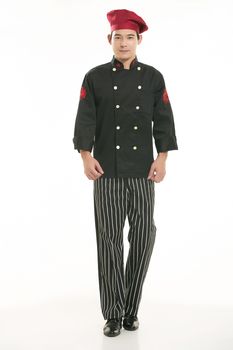 Wearing all kinds of clothing chef dietitian in front of white background