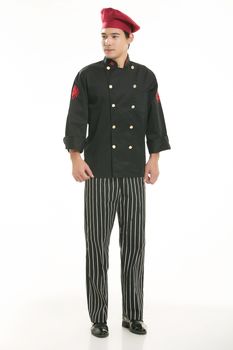 Wearing all kinds of clothing chef dietitian in front of white background