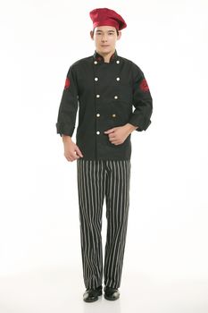 Wearing all kinds of clothing chef dietitian in front of white background