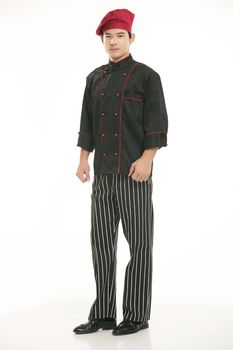 Wearing all kinds of clothing chef dietitian in front of white background