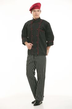 Wearing all kinds of clothing chef dietitian in front of white background