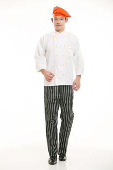 Wearing all kinds of clothing chef dietitian in front of white background