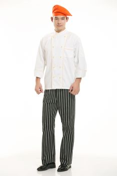 Wearing all kinds of clothing chef dietitian in front of white background