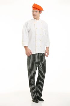 Wearing all kinds of clothing chef dietitian in front of white background