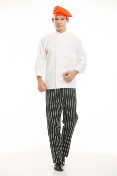 Wearing all kinds of clothing chef dietitian in front of white background