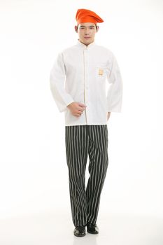 Wearing all kinds of clothing chef dietitian in front of white background