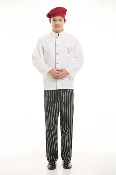 Wearing all kinds of clothing chef dietitian in front of white background