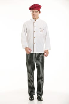 Wearing all kinds of clothing chef dietitian in front of white background