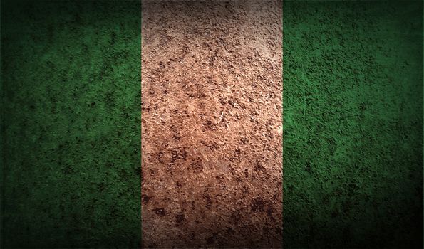 Flag of Nigeria with old texture.  illustration