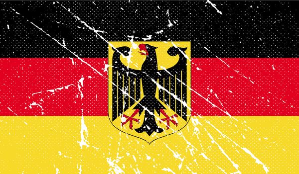 Flag of Arms of Germany with old texture.  illustration