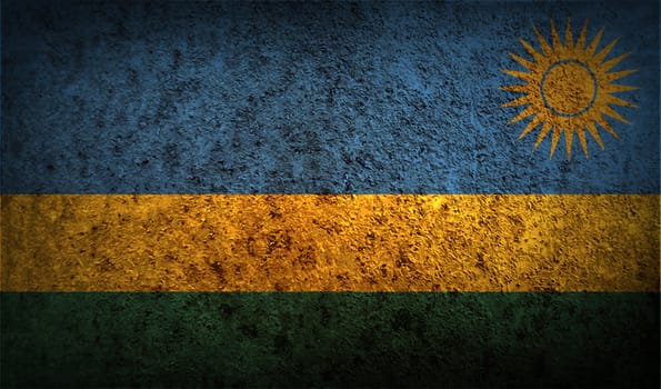 Flag of Rwanda with old texture.  illustration