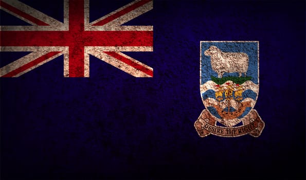 Flag of Falkland Islands with old texture. Vector illustration