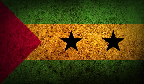 Flag of Sao Tome and Principe with old texture.  illustration