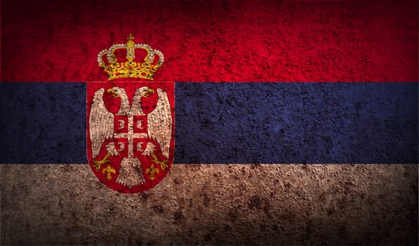 Flag of Serbia with old texture.  illustration