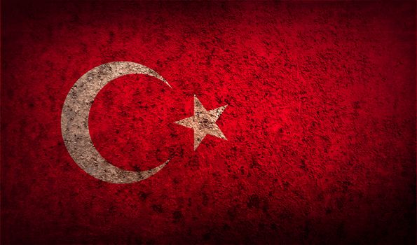 Flag of Turkey with old texture.  illustration