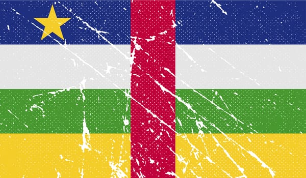 Flag of Central African Republic with old texture.  illustration