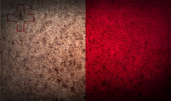 Flag of Malta with old texture.  illustration