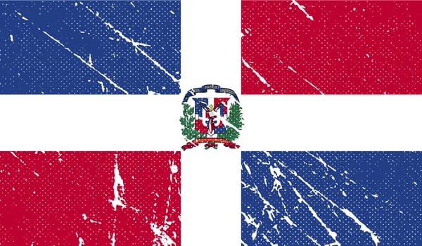 Flag of Dominican Republic with old texture.  illustration