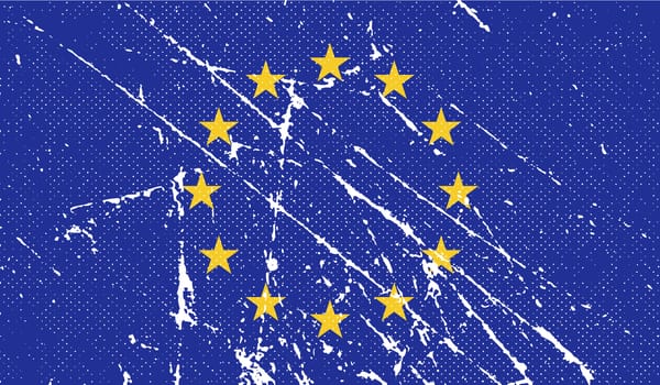 Flag of European Union with old texture.  illustration