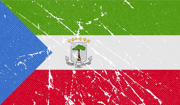 Flag of Equatorial Guinea with old texture.  illustration