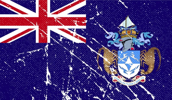 Flag of Tristan da Cunha with old texture.  illustration