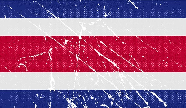 Flag of Costa Rica with old texture.  illustration